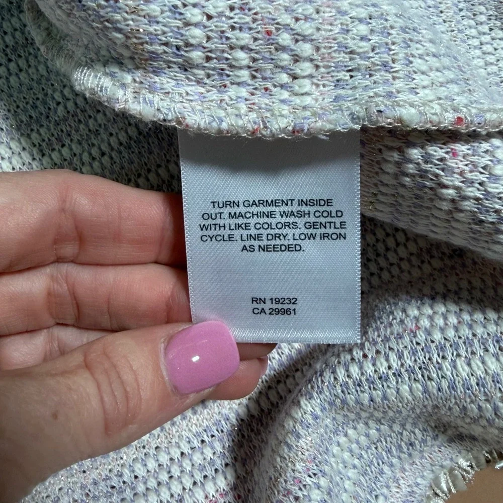 Alfred Dunner Woman 3X Magnolia Springs Pink Tweed Pearl Trim Cardigan Jacket